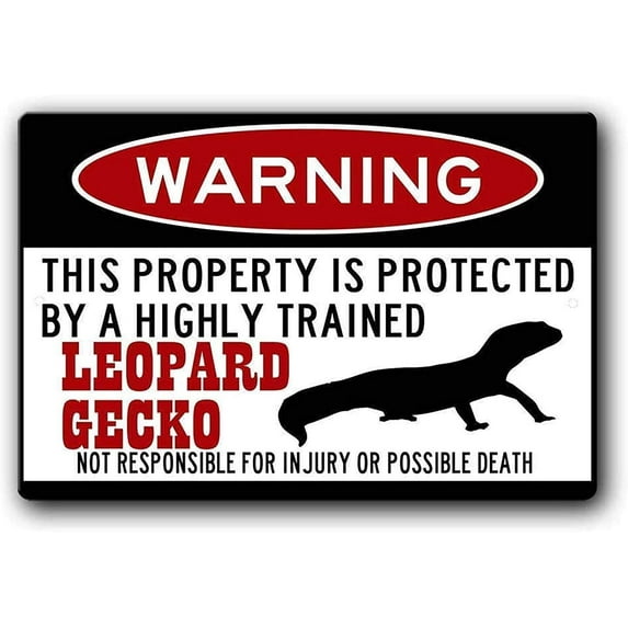 Leopard Gecko Sign,Funny Metal Signs,Leopard Gecko Gift,Gecko Accessories,Lizard Warning Sign Aluminum Metal Sign 8 X 12 Inches