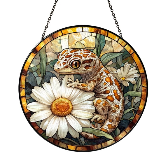 Leopard Gecko Window Suncatcher Hanging, Stained Glass Style Animal Decor, Reptile Fan Gift