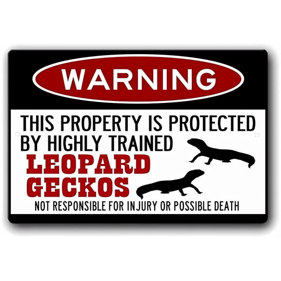 Leopard Geckos Funny Metal Sign, 8"x12" Aluminum Sign, Gecko Gift Lizard Warning Pet Decor