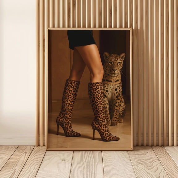 Leopard Glam Magazine Style Wall Art, Unframed Paper Print Size 8x12