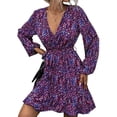 thumbnail image 1 of Leopard Glitter Dress Cheetah Ruffle Belted V Neck A Line Long Sleeve Elegant Casual Dress L, 1 of 8