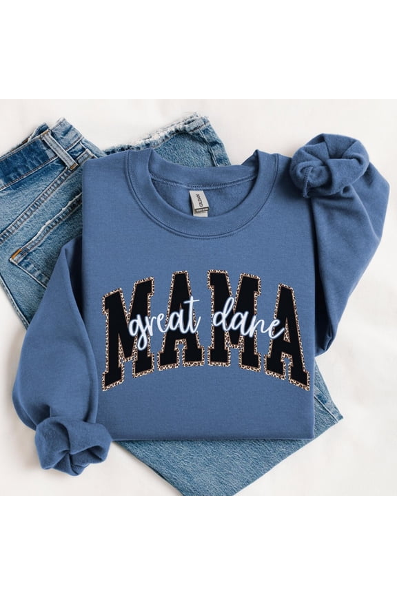 Leopard Great Dane Mama Sweatshirt, Animal Print Great Dane Mom Sweater, Preppy Great Dane Lover , Trendy Great Dane Dog Mom Crewneck
