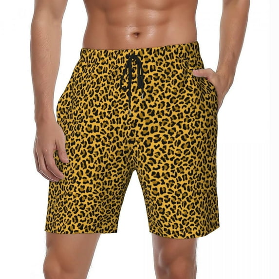 Leopard Gym Shorts Summer Animalier Print Beach Short Pants Male Quick Drying Vintage Plus Size Be