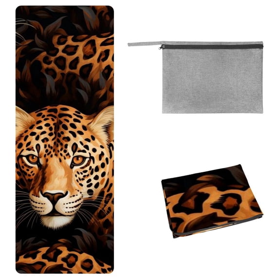 Leopard Gym Towel with Storage Bag, 72.8"x26.8" Suitable for Yoga, Pilates, Fitness, etc. - Yoga Blanket, Gym Towels, Yoga Towel