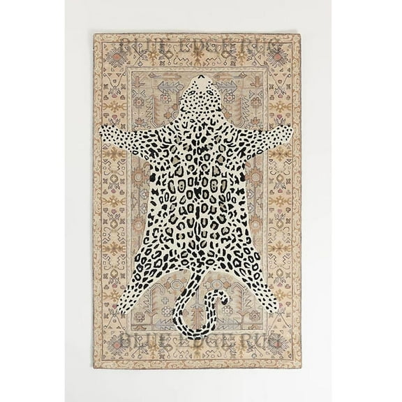 Leopard Hand-Tufted Carpet Tiger/Animal Pattern Wool Area Rug – Luxurious, Durable & Soft – Perfect for Living Room, Bedroom, or Nursery Décor.