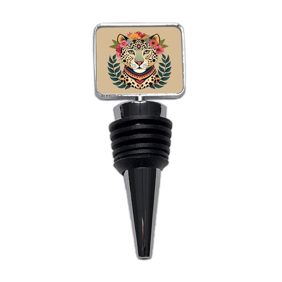 Leopard Head Floral Flowers Wine Bottle Stopper Cap Plug