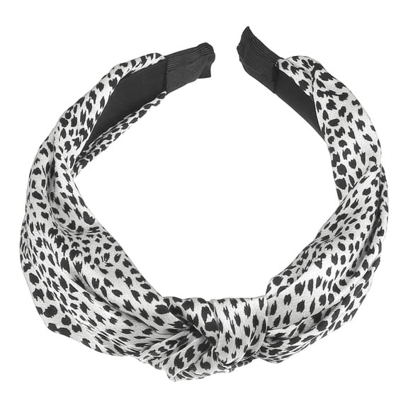 Leopard Headband Top Knot Cheetah Headband Knotted Headbands Elastic Hair Accessories for Women White