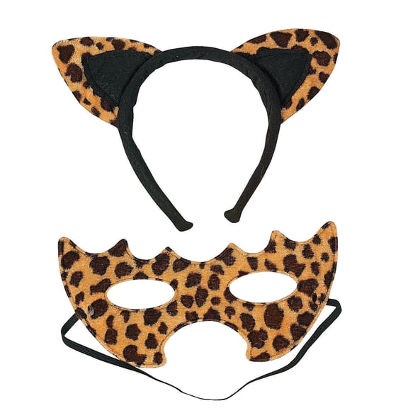 Leopard Headband W/Mask (1 Set Dc) - Apparel Accessories - 6 Pieces