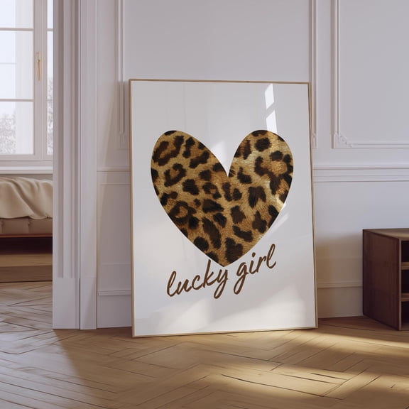 Leopard Heart Coquette Lucky Girl Poster, Unframed Size 12x18