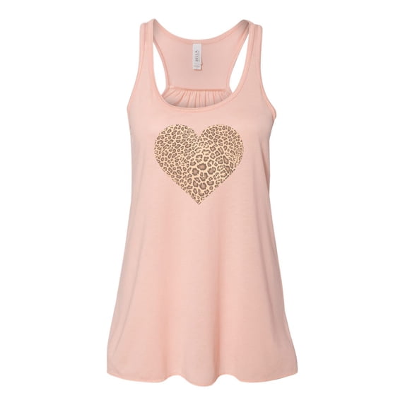 "Leopard Heart, Leopard Tank Top, Racerback Tank Top, Sublimation, Boho Racerback, Boho Tank, Workout Top, Soft Bella Tank, Gift For Her, Peach, LARGE"
