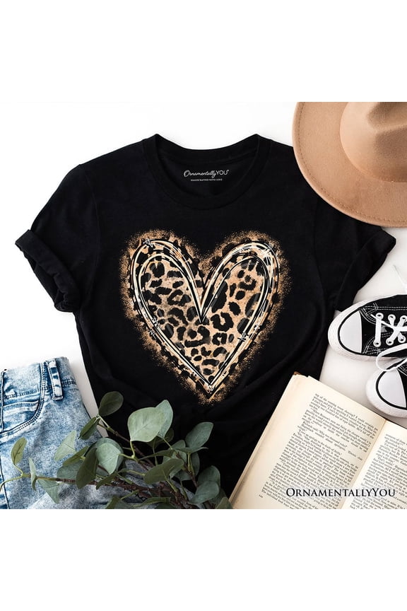 Leopard Heart Valentine T-Shirt, Watercolor Love Tee