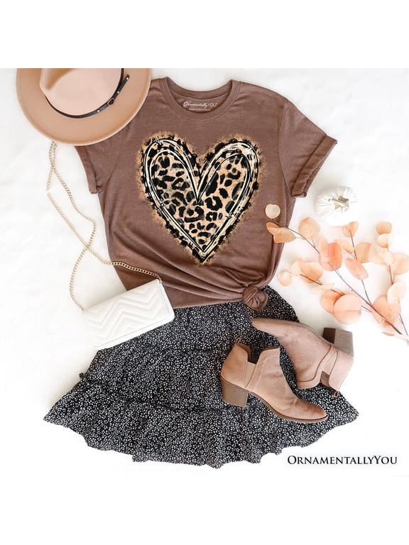 Leopard Heart Valentine T-Shirt, Watercolor Love Tee