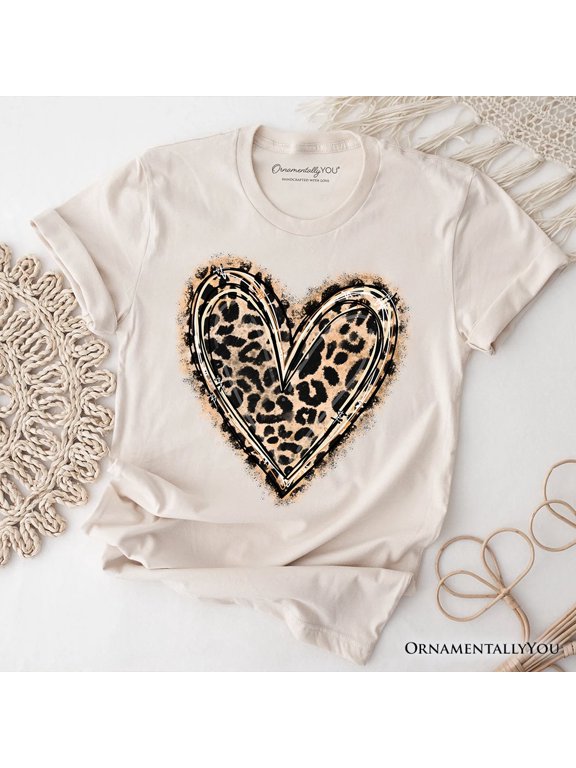Leopard Heart Valentine T-Shirt, Watercolor Love Tee