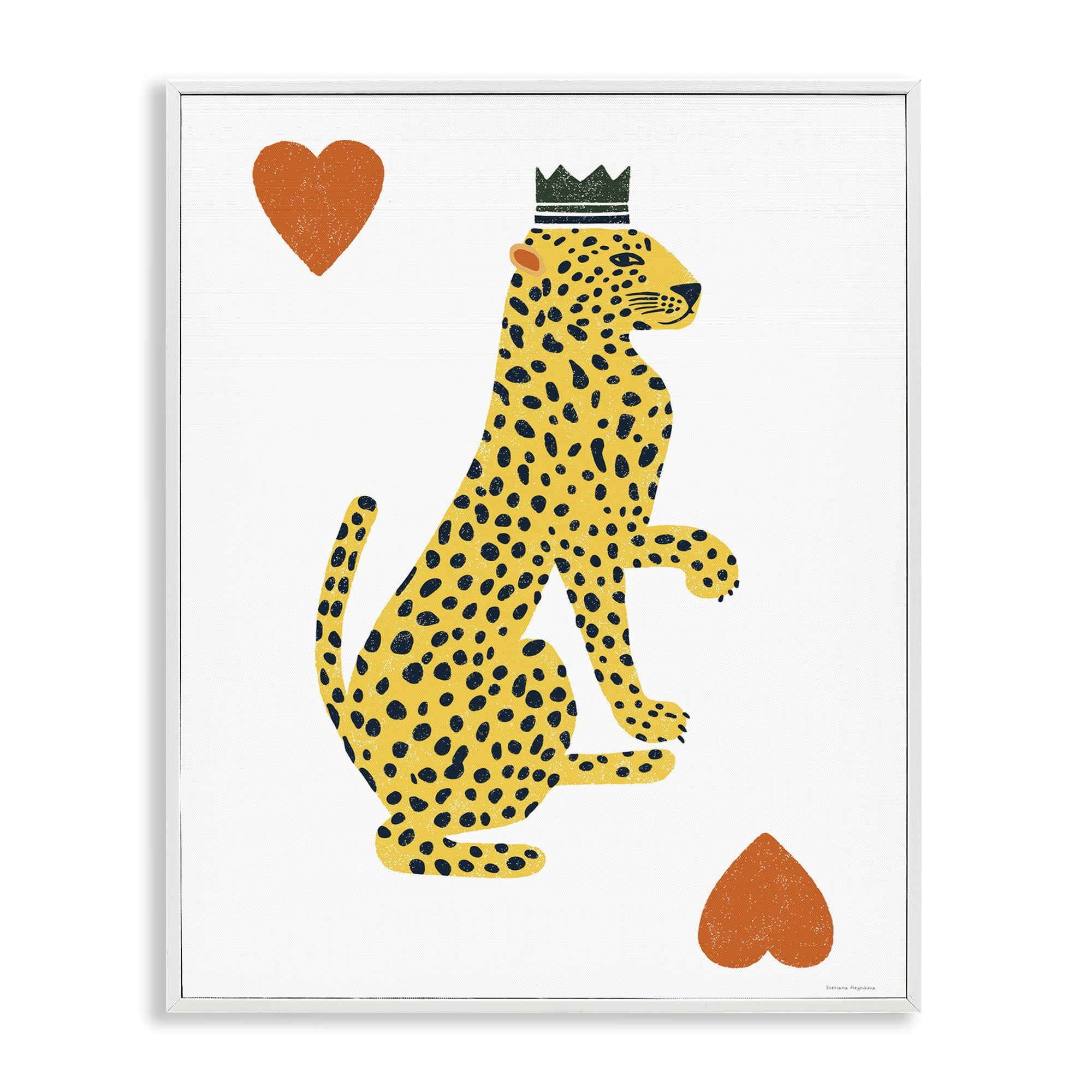 Leopard & Hearts Card White Framed Giclee Art, design by Svetlana Aleynikova