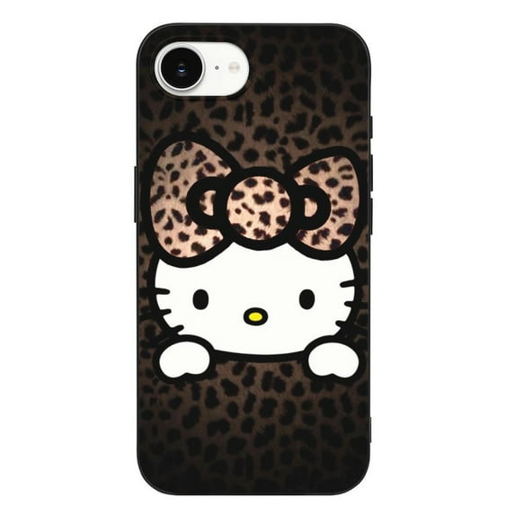 Leopard Hello Kitty9853 Compatible with iPhone 16 E Case Full Covered Soft Slim Rugged TPU Phone Case Shockproof Non-Slip Anti-Fingerprint Basic Cases Protection