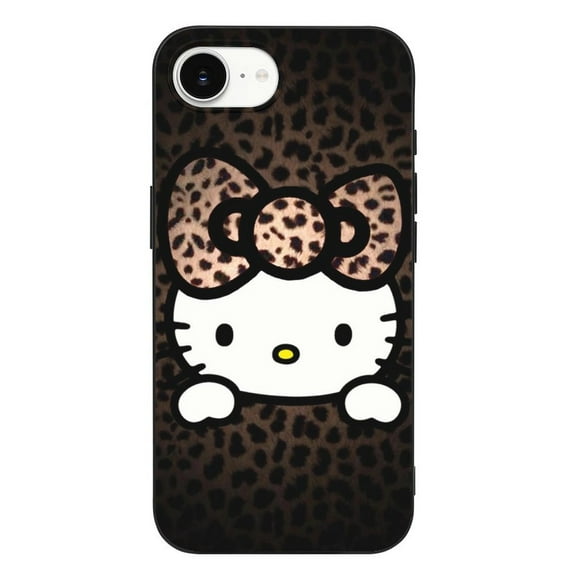 Leopard Hello Kitty9853 Compatible with iPhone 16 E Case Full Covered Soft Slim Rugged TPU Phone Case Shockproof Non-Slip Anti-Fingerprint Basic Cases Protection