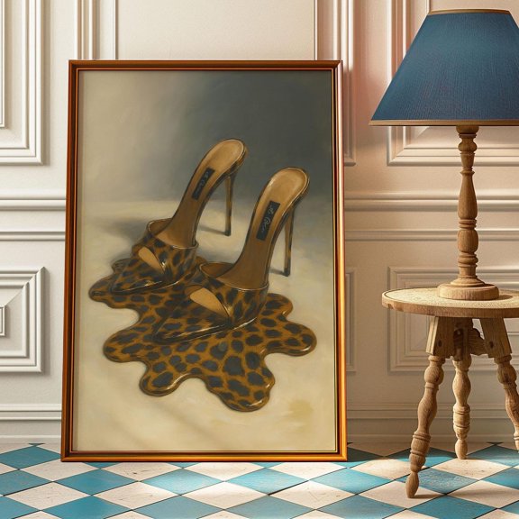 Leopard High Heel Retro Glam Fashion Poster Unframed Paper Print