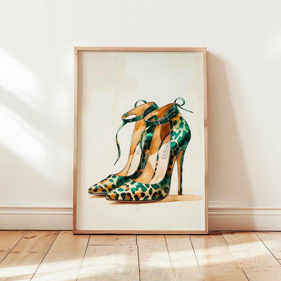 Leopard High Heels Fashion Glam Wall Art, Unframed Canvas Size 24x36