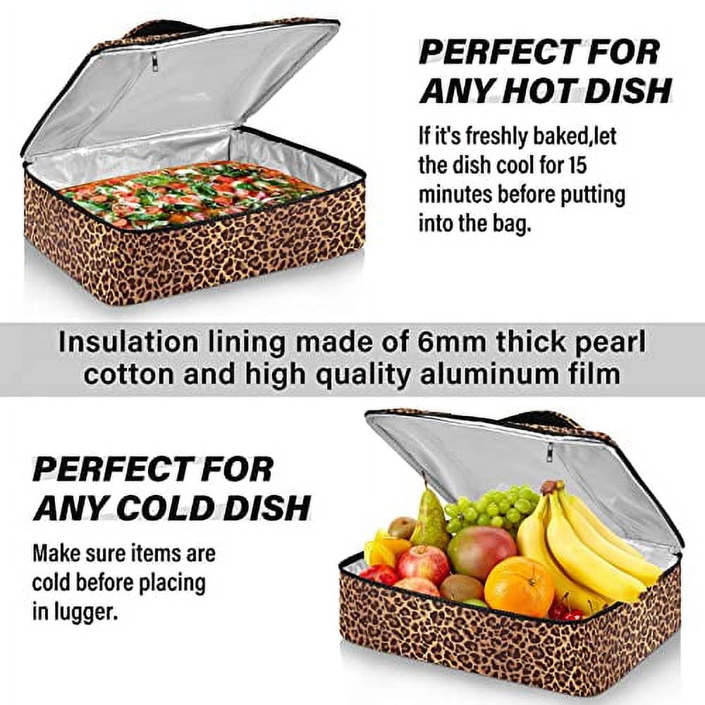 Leopard Insulated Casserole Carrier for Hot or Cold Food Lasagna Holder