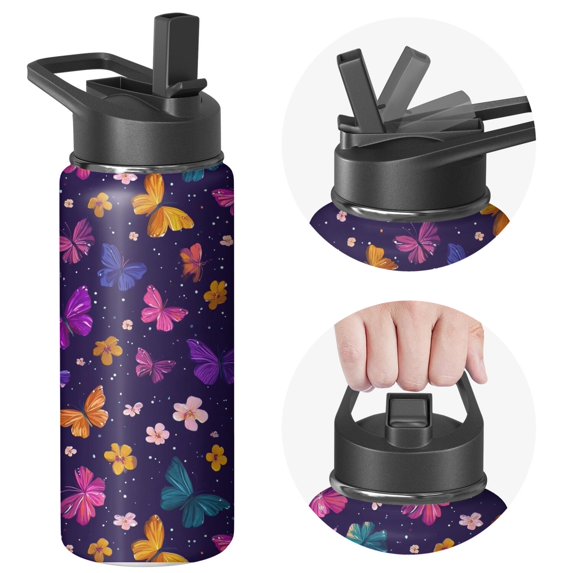 Leopard Insulated Water Bottle with Straw & Cleaning Brush – 18oz | Leakproof, BPA-Free, 304 Stainless Steel, Wide Mouth, Travel Mug for Car, Gym, Office, Starry, Christmas Thanksgiving Gift