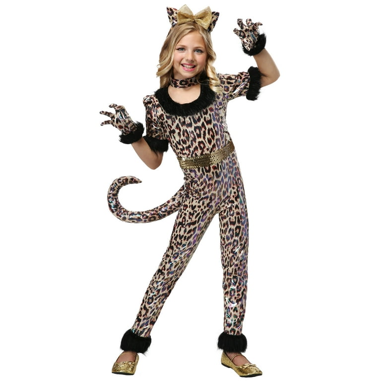 Leopard Jumpsuit Costume for Girls - Main Image