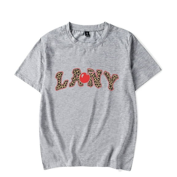 Leopard LANY T-Shirt Cherry Logo Printed Top Short Sleeve Men Women Pullover Streetwear T Shirts