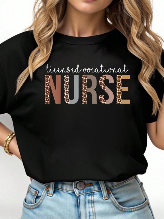 Leopard LVN Licensed Vocational Nurse healthcare workers T-Shirt