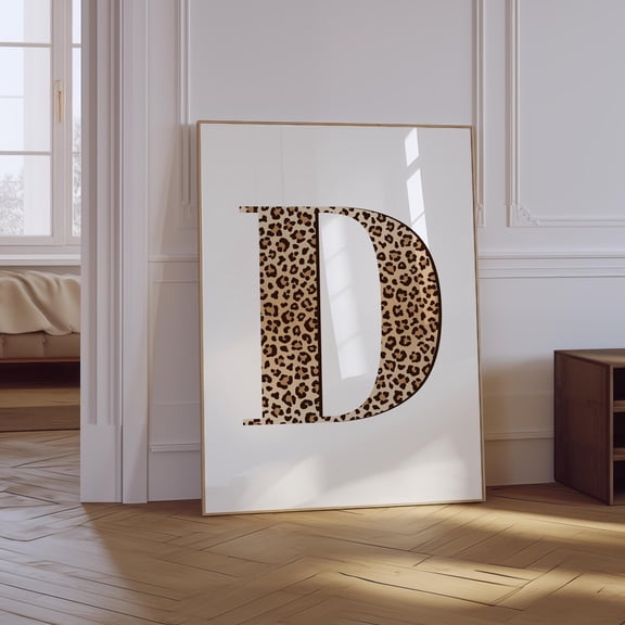 Leopard Letter D Girly Unframed Paper Print