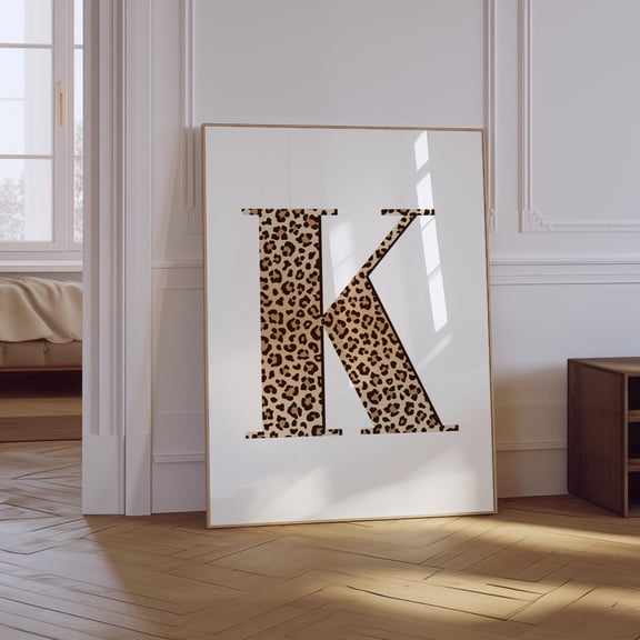 Leopard Letter K Girly Unframed Paper Print
