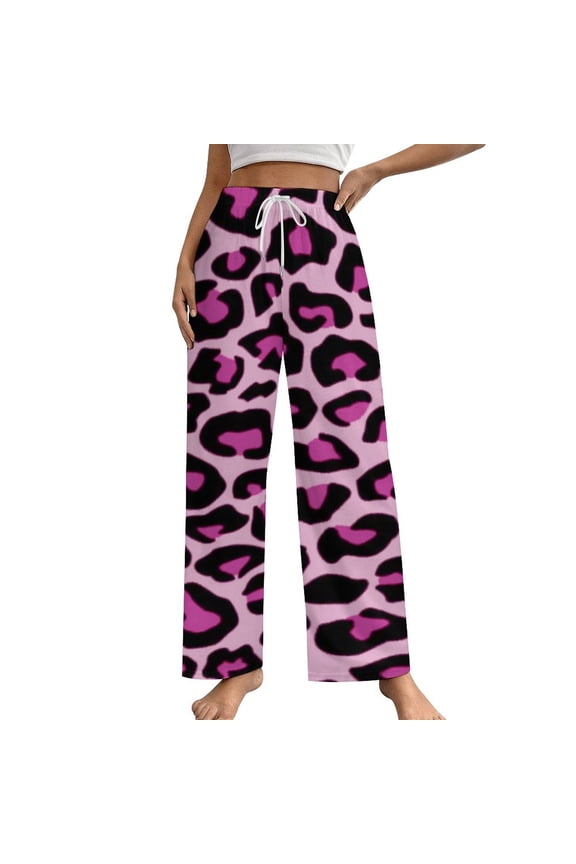 Leopard Light Purple Background Women's Pajamas Pajama Pants Women's Sleepwear Lounge Sleep Bottoms Stretch with Pockets