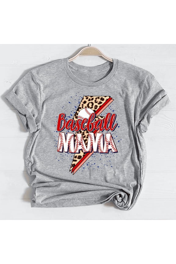 Leopard Lightning Baseball Mama Graphic Tee