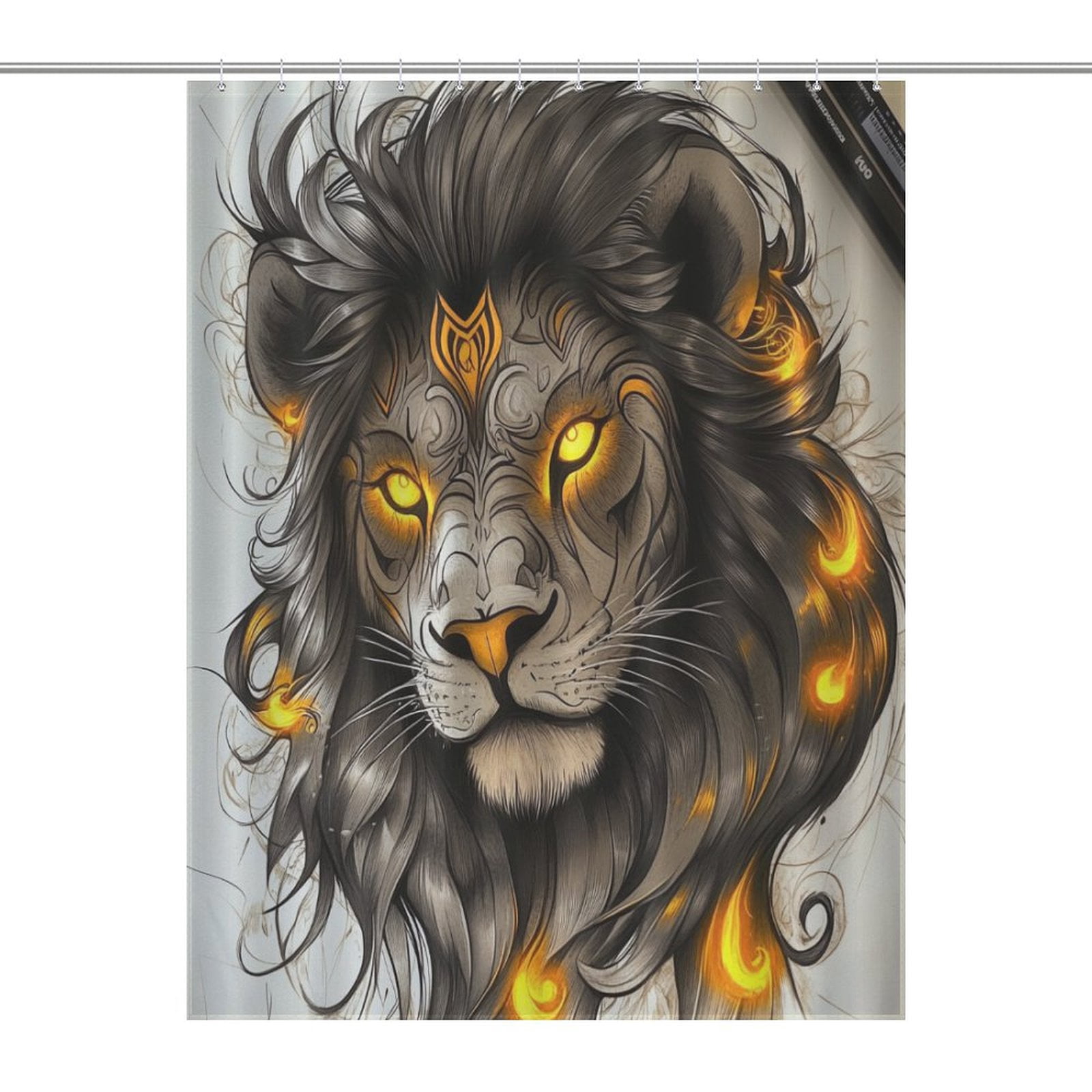 Leopard Lion Rose Shower Curtain , Enchanted Forest Scenic Bathroom ...