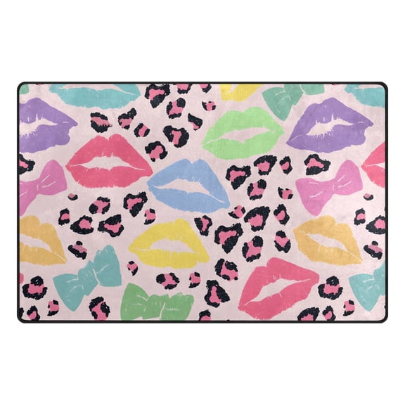 Leopard Lip Bow Memory Foam Area Rug 31"x20" Non Slip, Absorbent, Fade Proof for Living Room, Bedroom, Office