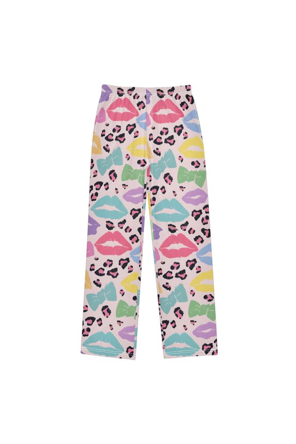 Leopard Lip Bow Pajama Pants Soft Lightweight Lounge Pants Bottoms Sleep Pants Warm Comfy