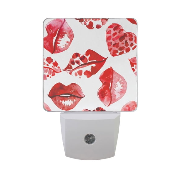 Leopard Lip Heart Night Light 2 Pack LED Nightlight Plug into Wall Dusk to Dawn Sensor Soft White