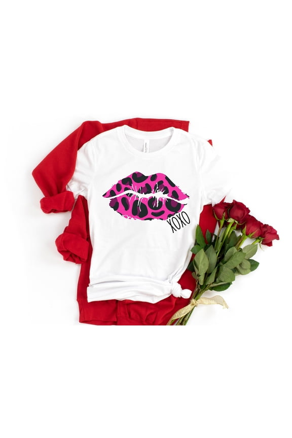 Leopard Lip Shirt, Valentines Day Shirt, Cheetah Lip,Valentines Day Gift fot her ,Lips Kis