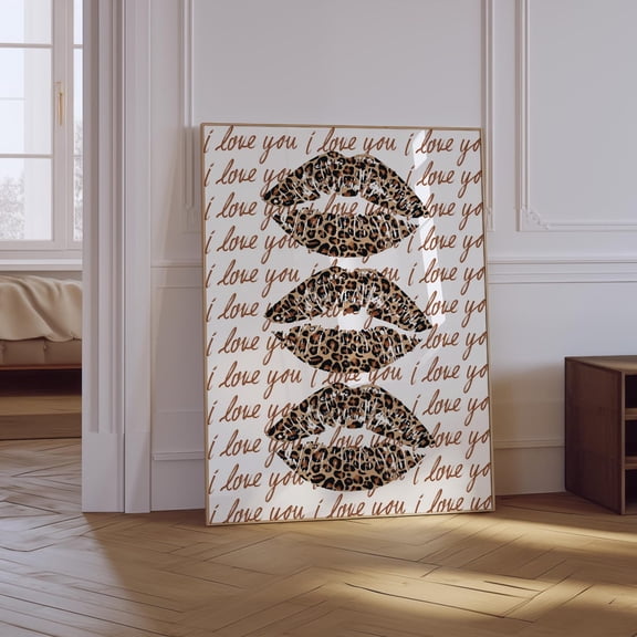Leopard Lips Love Typography Unframed Paper Print
