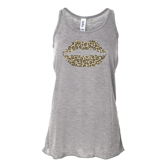 "Leopard Lips, Racerback, Soft Bella Canvas, Leopard Tank Top, Gift For Her, Muscle Tank, Leopard Lips Shirt, Leopard Print Tank Top, Athletic Grey, EXTRA SMALL"