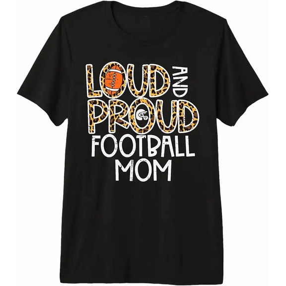 Leopard Loud & Proud American Football Mom Family Mama Mommy Premium Tri-Blend T-Shirt
