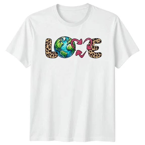 Leopard Love Earth Day T-Shirt - Recycling Arrows, Earth Graphic