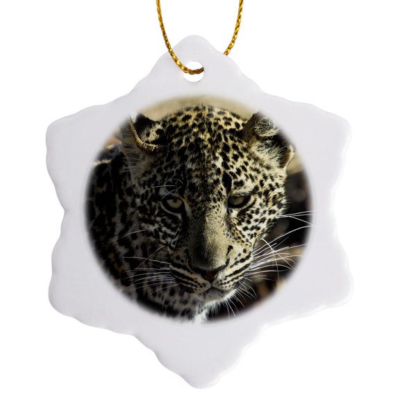 3drose, Leopard Masai Mara National Park Kenya Africa, 3 inch Snowflake Porcelain Ornament