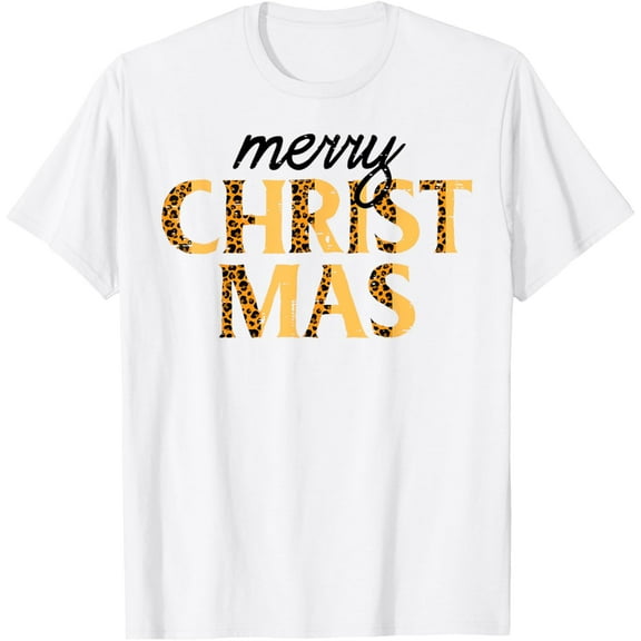 Leopard Merry Christmas Cute Xmas Women Girls Kids Toddler T-ShirtMen and women, Black T-shirt, size: Extra large S-4XL
