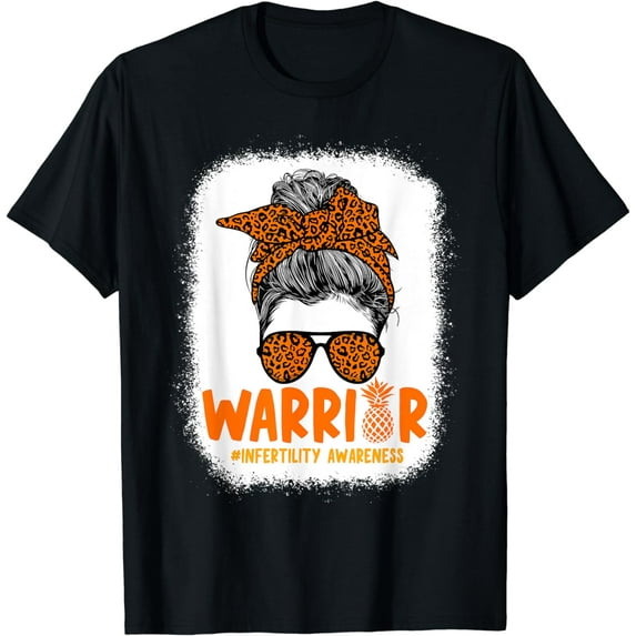 Leopard Messy Bun Infertility Awareness Pineapple Warrior T-Shirt