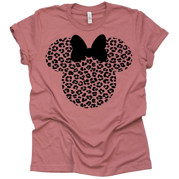 Leopard Minnie Cheetah Animal Kingdom Safari Shirt - Casual Short Sleeve (Mauve, Medium)