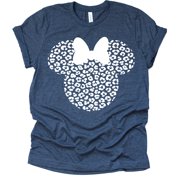 Leopard Minnie Cheetah Animal Kingdom Safari Shirt - Casual Short Sleeve Navy, X Large