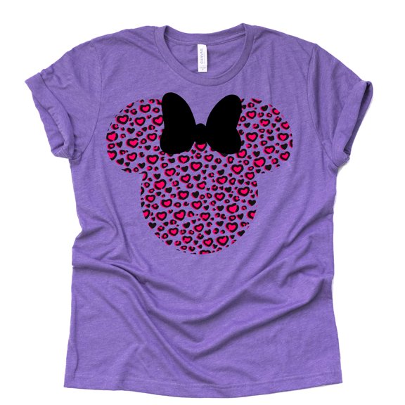 Leopard Minnie Cheetah Shirt - Animal Kingdom Safari Shirt - Casual Short Sleeve (Heart Purple, Medium)