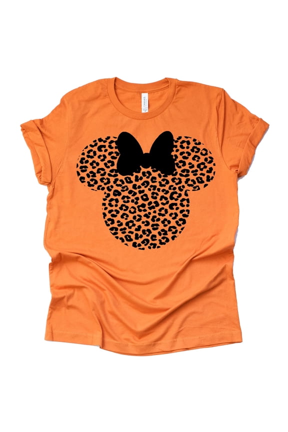 Leopard Minnie Cheetah Shirt - Animal Kingdom Safari Shirt, Casual Short Sleeve (Orange, X Large)