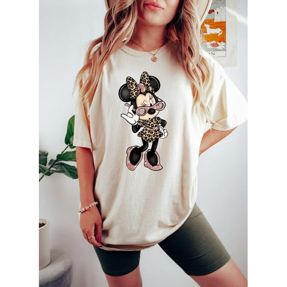 Leopard Minnie Shirt, Disney Shirt, Minnie Safari Shirt, Checkered Minnie Shirt, Woman Minnie Shirt, Woman Disney Shirt, Leopard Shirt, S-5Xl Shirt