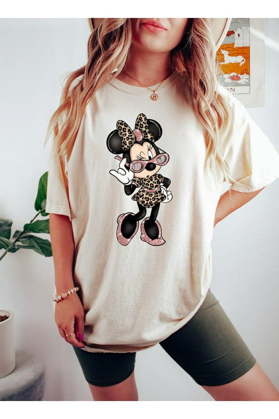 Leopard Minnie Shirt, Disney Shirt, Minnie Safari Shirt, Checkered Minnie Shirt, Woman Minnie Shirt, Woman Disney Shirt, Leopard Shirt, S-5Xl Shirt