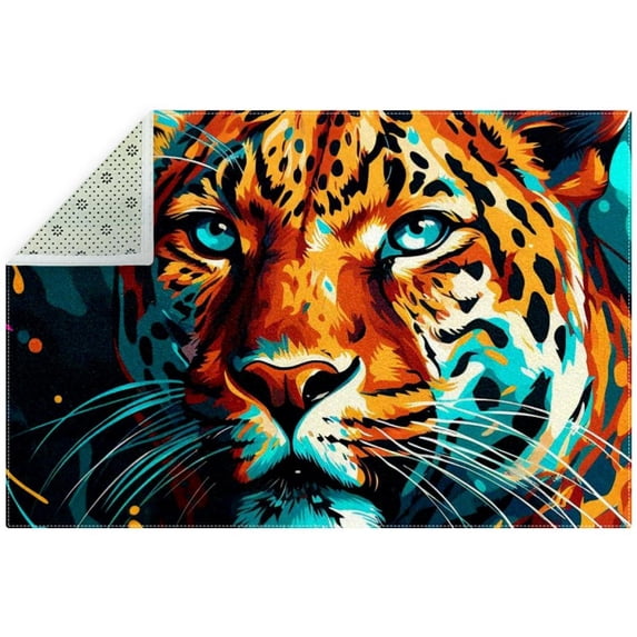 Leopard Modern Polyester Area Rug 5x7 Gray Geometric Pattern Indoor Outdoor Carpet for Living Room Bedroom Office Décor